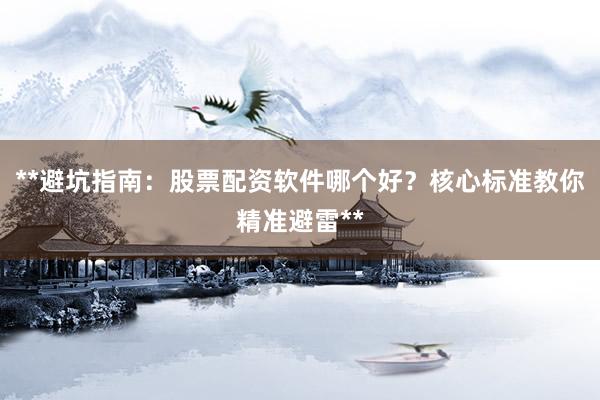 **避坑指南：股票配资软件哪个好？核心标准教你精准避雷**