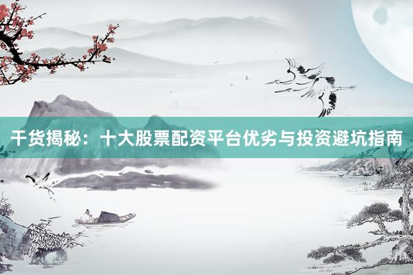 干货揭秘：十大股票配资平台优劣与投资避坑指南