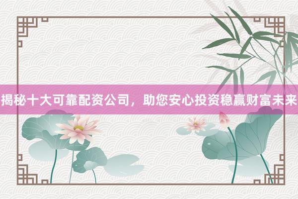 揭秘十大可靠配资公司，助您安心投资稳赢财富未来
