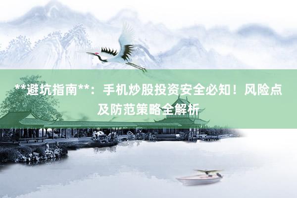 **避坑指南**：手机炒股投资安全必知！风险点及防范策略全解析