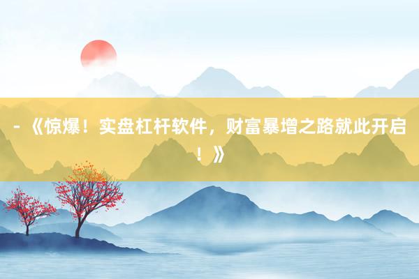 - 《惊爆！实盘杠杆软件，财富暴增之路就此开启！》
