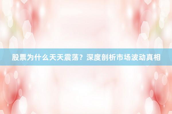股票为什么天天震荡？深度剖析市场波动真相