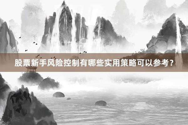 股票新手风险控制有哪些实用策略可以参考？