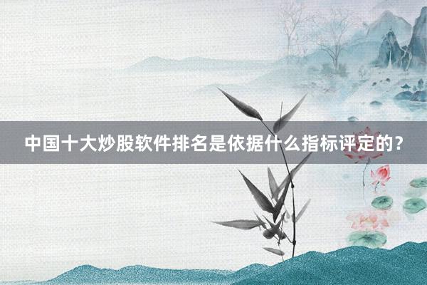 中国十大炒股软件排名是依据什么指标评定的？