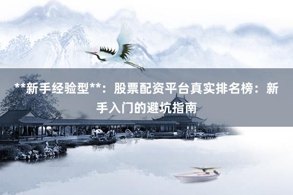 **新手经验型**：股票配资平台真实排名榜：新手入门的避坑指南