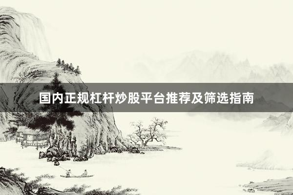 国内正规杠杆炒股平台推荐及筛选指南