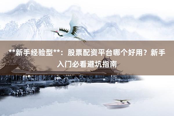 **新手经验型**：股票配资平台哪个好用？新手入门必看避坑指南
