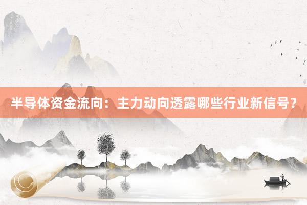 半导体资金流向：主力动向透露哪些行业新信号？