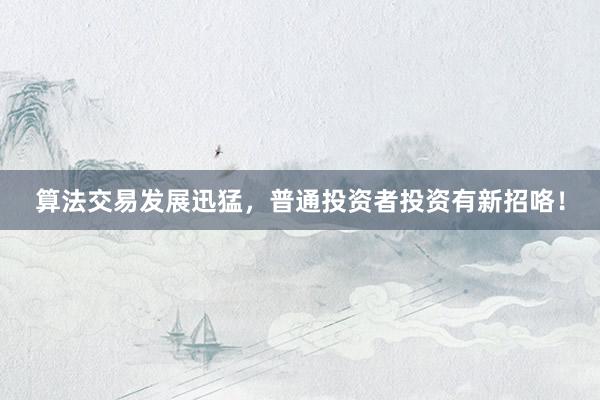 算法交易发展迅猛，普通投资者投资有新招咯！
