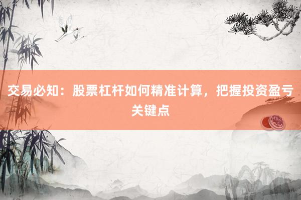 交易必知:股票杠杆如何精准计算,把握投资盈亏关键点