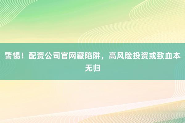 警惕！配资公司官网藏陷阱，高风险投资或致血本无归